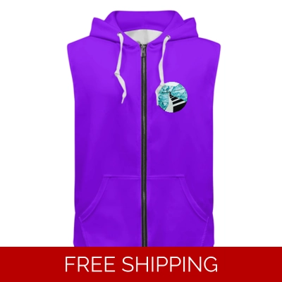 Custom Zipper Sleeveless Hoodie Piano Window Logo